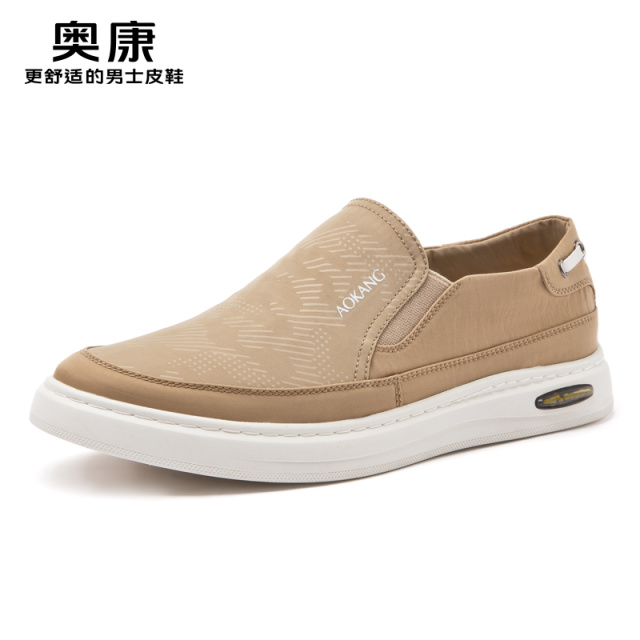 11414733.奥康帆布鞋时尚简约男鞋春秋透气休闲一脚蹬懒人鞋子舒适百搭板鞋