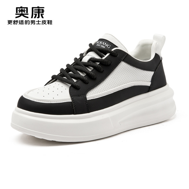 11415078.奥康男鞋2025春季新款百搭男士厚底休闲鞋时尚舒适透气软底板鞋男