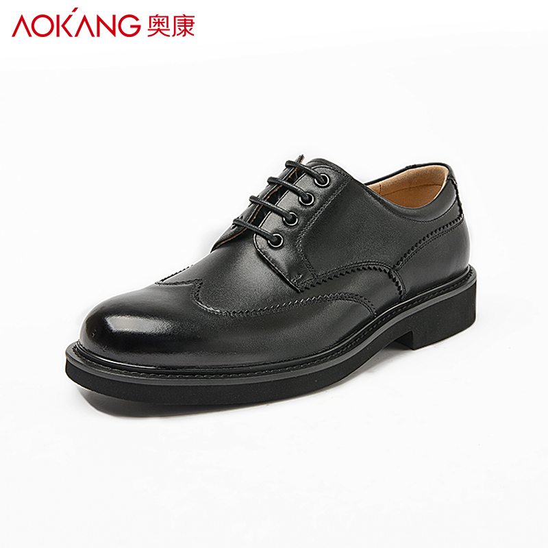 11415894.奥康男鞋2025春季新款商务休闲皮鞋男款真皮时尚厚底增高男士单鞋