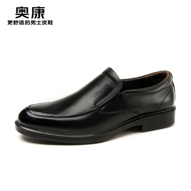 11413231.奥康男鞋春秋季新款真皮商务休闲皮鞋男款软底舒适一脚蹬爸爸鞋