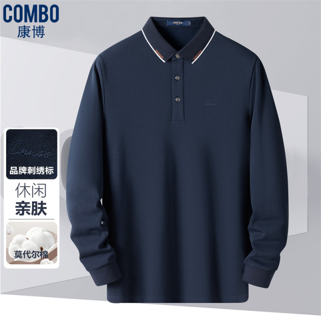 12148472.【专柜优选】基础翻领百搭款春秋弹力竹地面料polo衫男