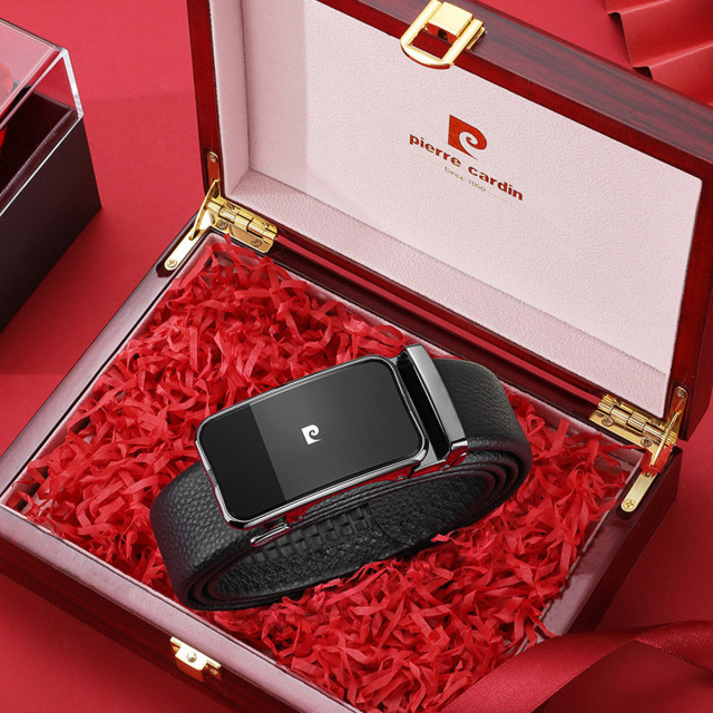 11462922.皮尔·卡丹头层牛皮男士皮带轻奢腰带时尚自动扣裤带送男友新年/情人节礼物