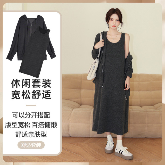 12999226.2件套孕妇装秋季新款连衣裙外出宽松卫衣休闲背心裙时尚秋季套装