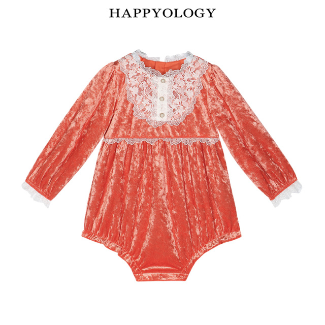11847586.happyology英国女童长袖连体衣儿童纯色秋冬新品哈衣爬服女宝宝装