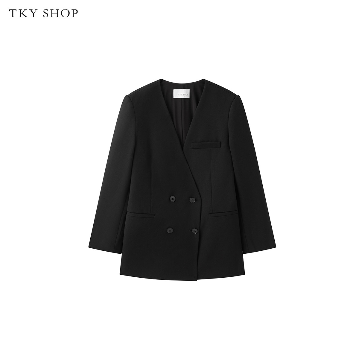 11460225.TKYSHOP简约设计感V领西装女通勤便西2025年春季款