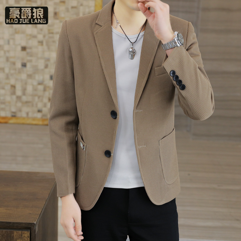 11464947.男士小西装外套青年修身潮牌两粒扣单西服韩版高品质帅气百搭礼服