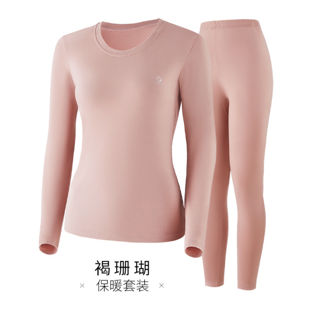 12611204.保暖内衣圆领无痕秋衣秋裤打底修身高弹裸感保暖套装