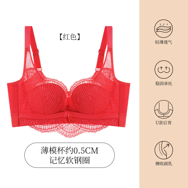 11469260.爱黛薄模杯记忆钢圈上托聚拢内衣女收副乳性感蕾丝文胸