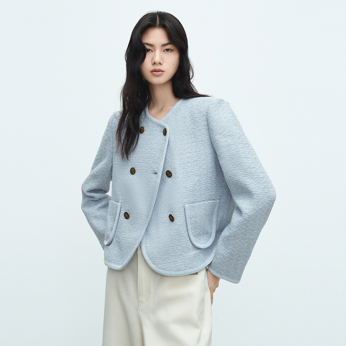11478017.【商场同款】秋冬清冷气质高级感双排扣女士小香风外套