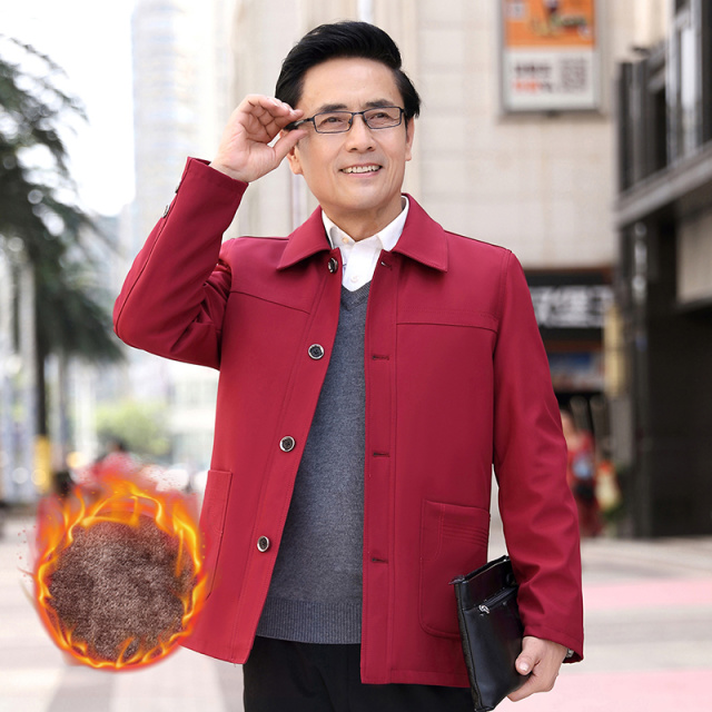 11486729.加绒加厚男装夹克男纽扣中年翻领爸爸装夹克外套