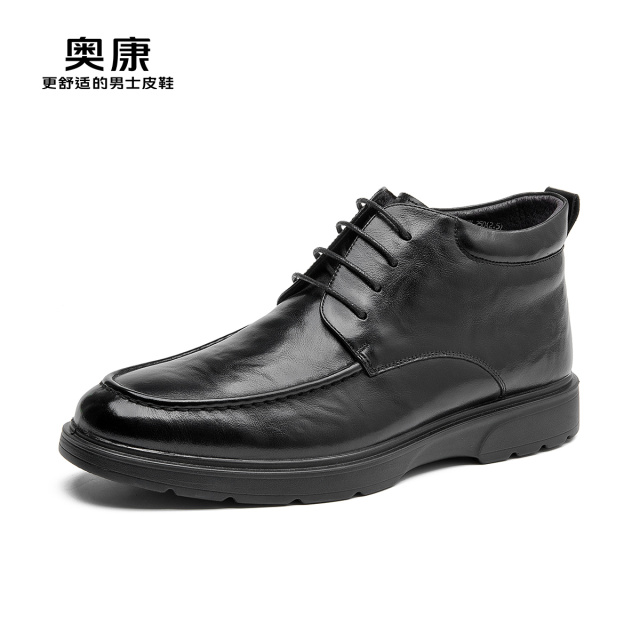 11504343.奥康男鞋冬季新款加绒保暖商务休闲棉皮鞋时尚厚底舒适通勤爸爸棉鞋