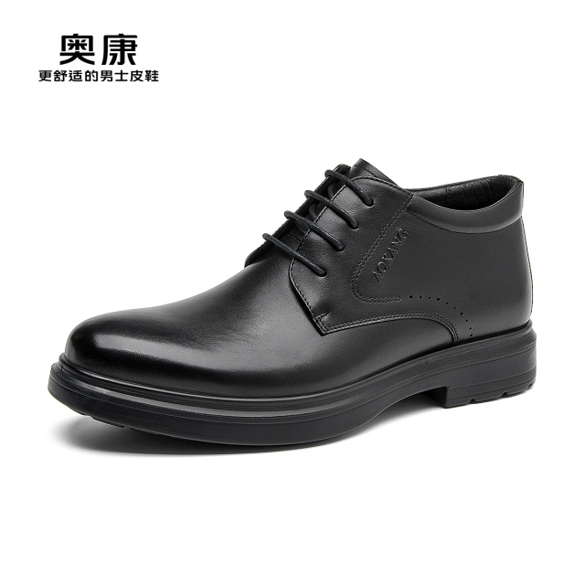 11504657.奥康男鞋冬季新款加绒保暖厚底商务正装皮鞋男舒适爸爸鞋男士高帮德比鞋