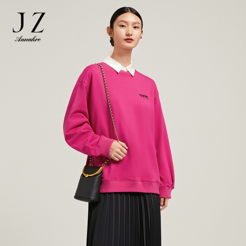 11497527.商场同款JZ玖姿时尚宽版卫衣女装2023秋季新款休闲上衣JWCQ80125