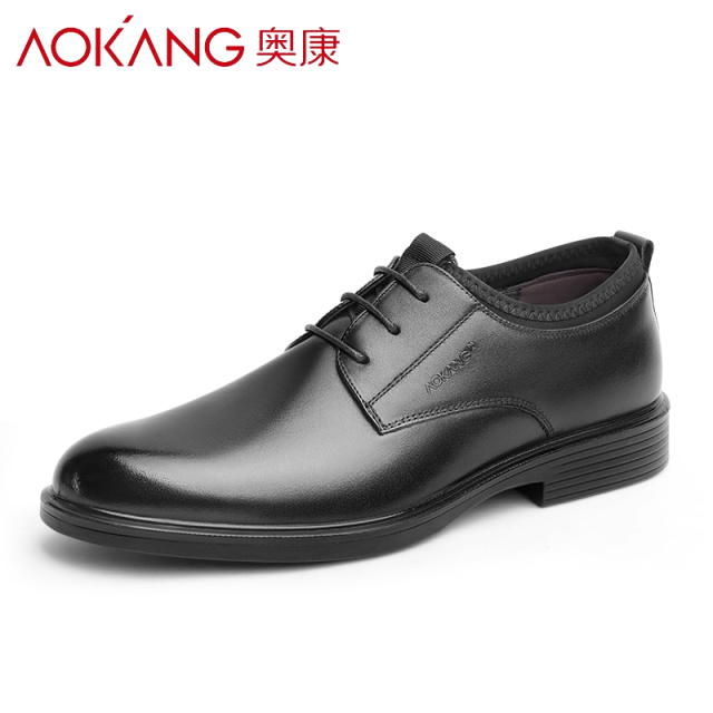 11507469.奥康男鞋新款冬季加绒保暖皮鞋男真皮男士英伦正装商务结婚新郎鞋