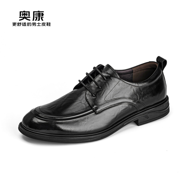 11508488.奥康男鞋春秋季新款商务正装皮鞋真皮手抓纹德比鞋舒适办公鞋