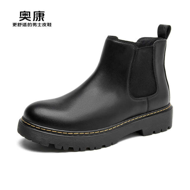 11508516.奥康男鞋秋冬新款百搭英伦风切尔西靴厚底马丁靴男士加绒短靴