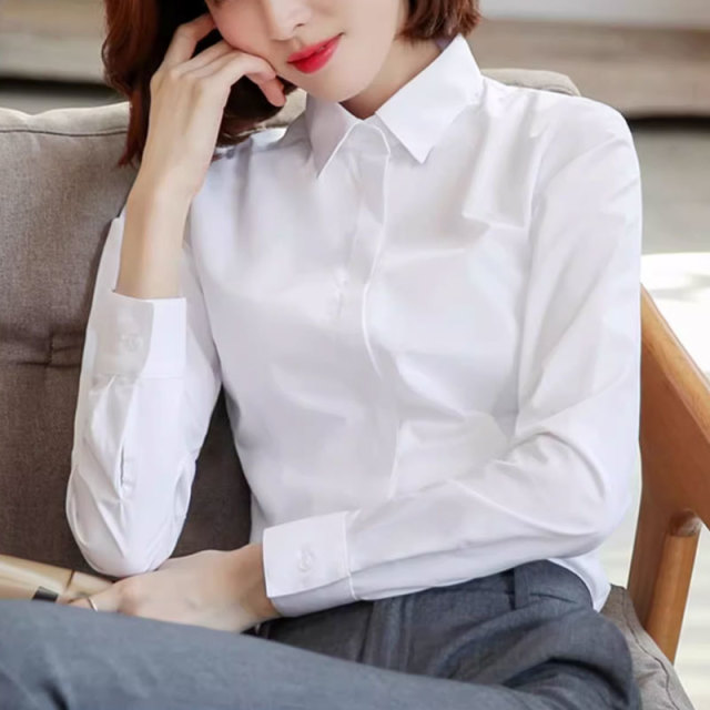 13460031.初云紫衣春装 女时尚百搭职业白衬衫长袖工装工作服衬衫上衣7888