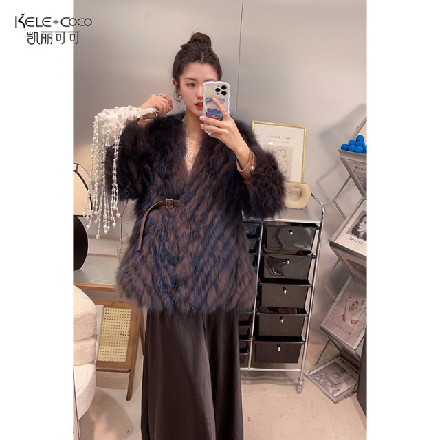 13732658.kele coco惊艳！太重磅！双重漂染工艺车条貉子毛皮草外套
