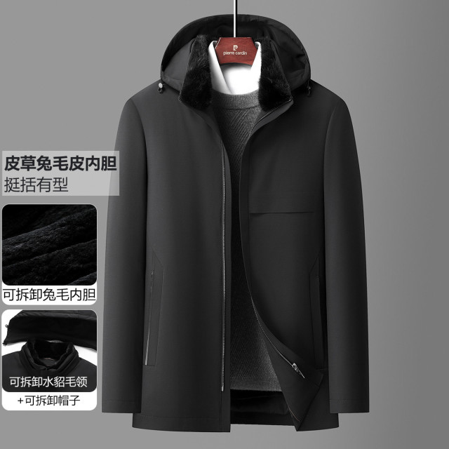 12147592.线下款【兔毛皮内胆+水貂毛立领】冬季商务皮草尼克服男