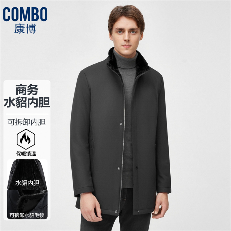 12148421.爸爸装【水貂毛立领+水貂毛皮内胆】冬季商务中长款尼克服男