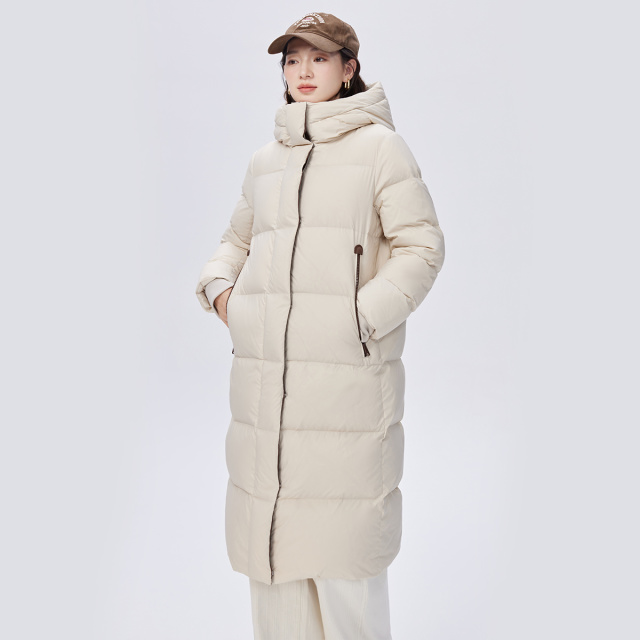 11519448.艾莱依长款连帽羽绒服女鹅绒设计感小众保暖加厚外套冬