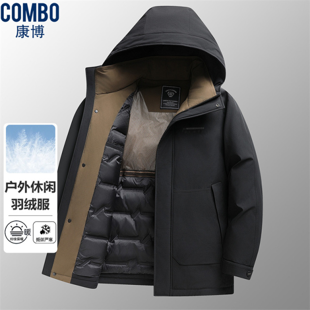 12148454.连帽不钻绒冬季保暖舒适百搭款外套羽绒服男