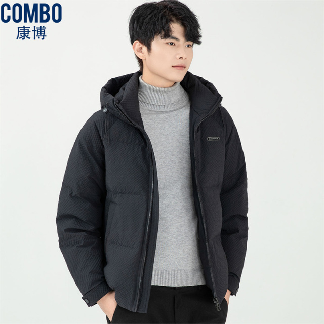 12148460.时尚泡泡面料可脱卸连帽款冬季保暖舒适外套羽绒服男