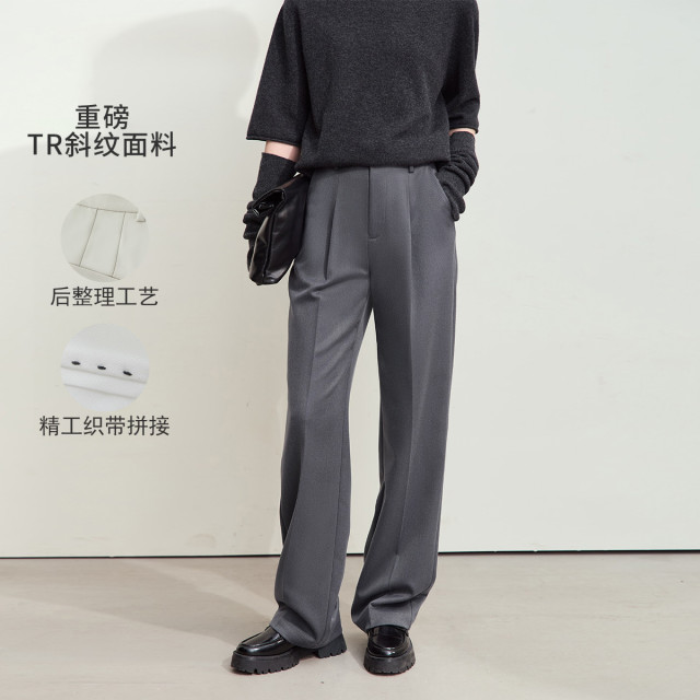 11542813.24冬季新款高级通勤风宽松直筒裤重磅西装裤休闲长裤女裤子