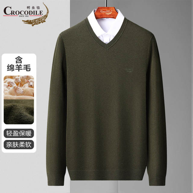 11540359.【绵羊毛混纺】秋冬V领简约基础百搭羊毛衫男
