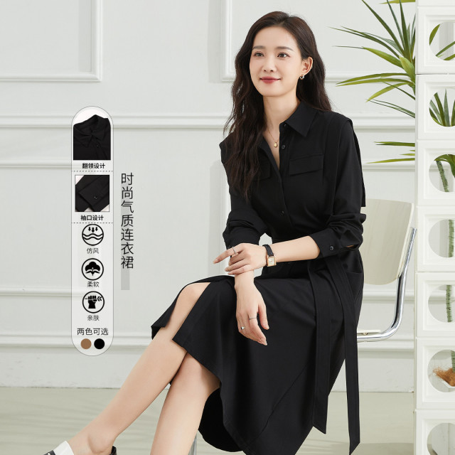 11607997.【专柜新品】【时尚气质连衣裙】通勤百搭收腰显瘦长裙