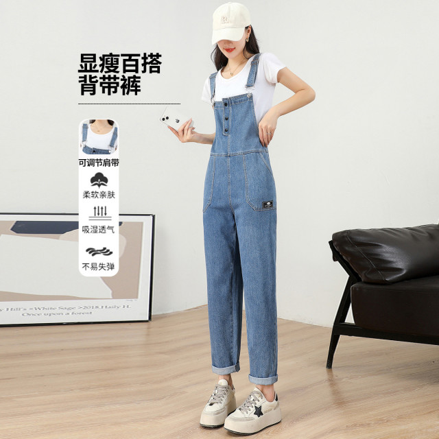 11607115.【专柜新品】【减龄牛仔背带裤】宽松遮肉显瘦百搭长款连体裤