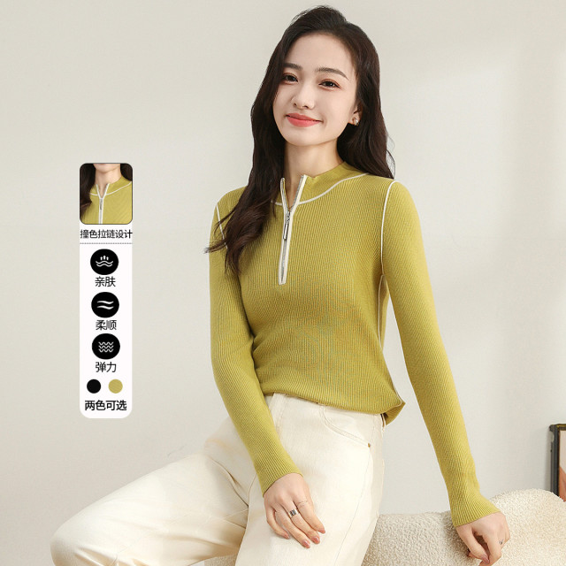 11605644.【专柜新品】【针织衫】新款撞色百搭套头衫时尚气质打底衫