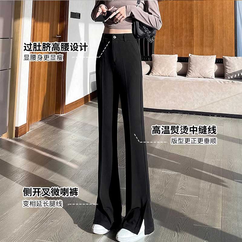 13169810.丹芙娅黑色春季新款黑色喇叭裤