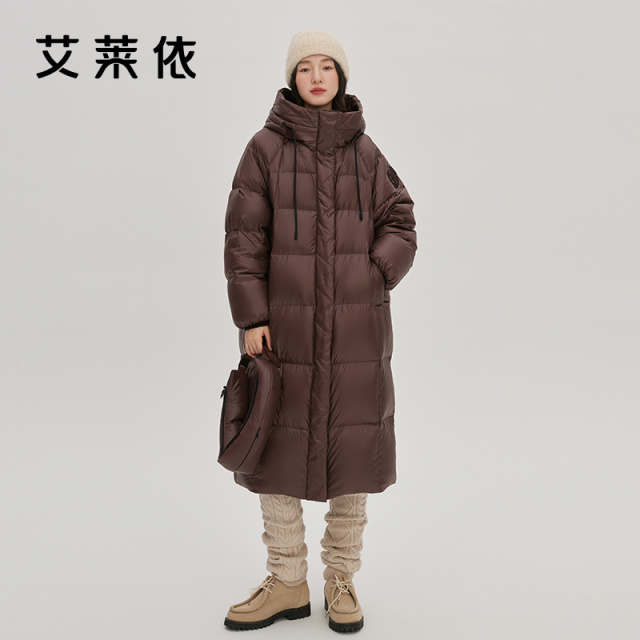 11560758.【畅销爆款】艾莱依过膝长款加厚羽绒服女宽松U型枕鸭绒服