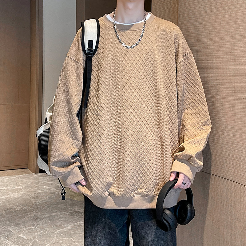 11567118.淘贝鼠春秋上新男款提花针织情侣款潮流宽松百搭休闲圆领卫衣【淘贝鼠男装1】