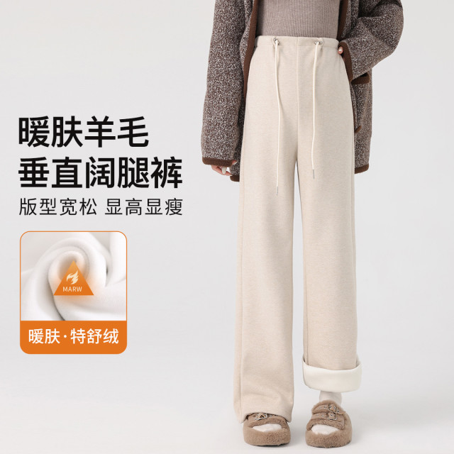 12999735.十月名裳孕妇裤子秋冬季羊毛加绒加厚无托腹猪鼻扣外穿直筒裤休闲裤孕妇装