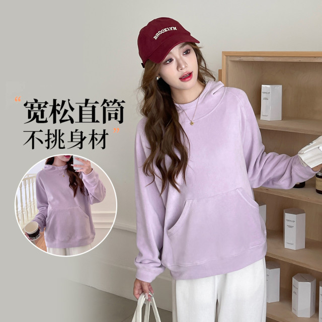 11570532.兔妈孕妇装秋冬季新款双面绒孕妇上衣2024新款孕妇卫衣宽松时尚冬