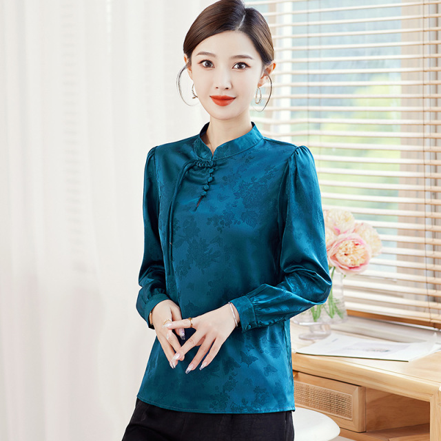11574956.七玻威春秋上新女款时髦新中式盘扣修身洋气长袖衬衫【七玻威女装1】