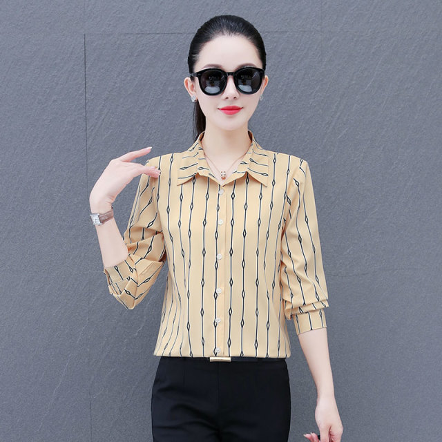 11577282.7-CHAOY春秋上新女款竖条显瘦职业装气质时髦长袖衬衫【7-CHAOY女装1】