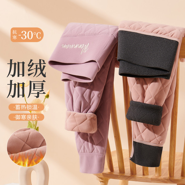 11575219.【440g三层绗缝 加绒加厚】打底裤秋冬高腰外穿抗寒保暖裤女