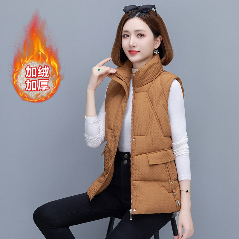 11577290.七玻威秋冬上新女款外套加绒立领保暖时髦休闲百搭马甲【七玻威女装1】