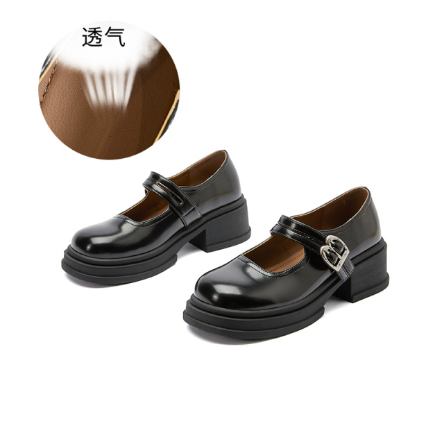 11577906.墨斯本羊皮垫玛丽珍鞋女2025春季新款英伦风复古小皮鞋休闲百搭厚底女鞋11700