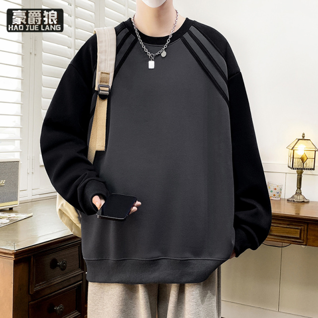 11578424.辑明线坎肩圆领春款卫衣春秋新款青少年潮流百搭卫衣
