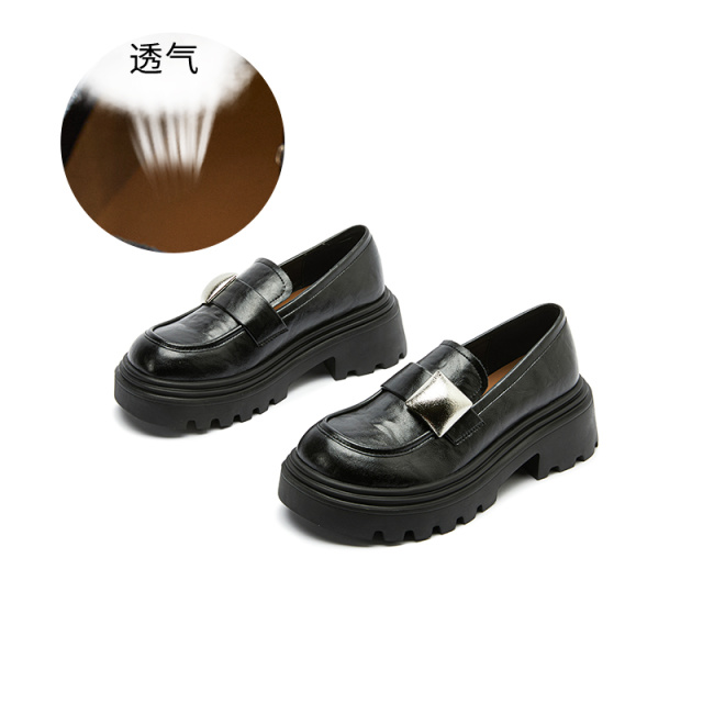 11577910.墨斯本发泡底羊皮垫乐福鞋2025春季新款厚底英伦风小皮鞋休闲百搭单鞋女11698