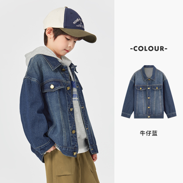 13309394.【门襟菱形】男童牛仔服春季儿童工装休闲夹克中大童帅气有型外套