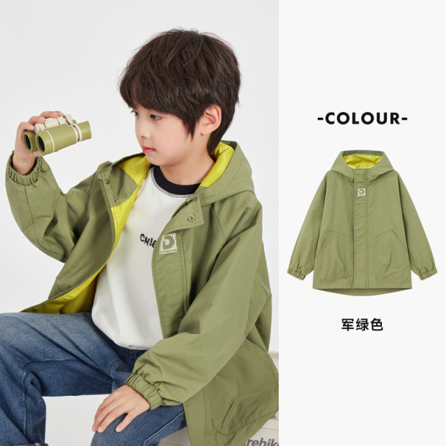 13309374.男童外套2025春新款休闲户外儿童软壳服中大童高领连帽防风上衣