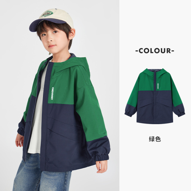 13309371.儿童户外运动外套男童春秋款软壳服中大童装百搭休闲连帽防风上衣