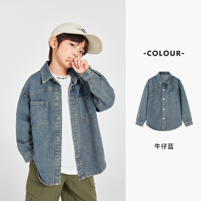 13309395.男童牛仔服外套2025春新款复古水洗软糯上衣儿童舒适有型休闲夹克
