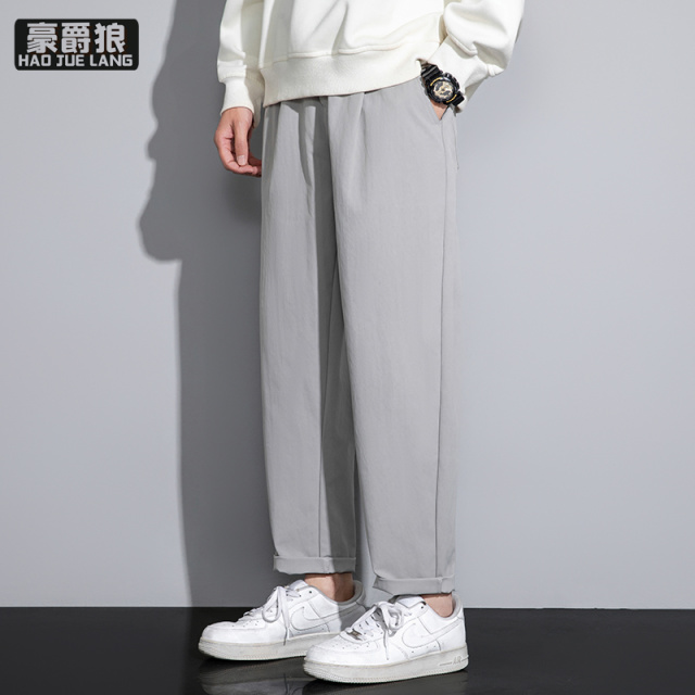 11593276.裤子男新款潮流宽松垂感休闲直筒裤男生长裤百度春秋阔腿裤