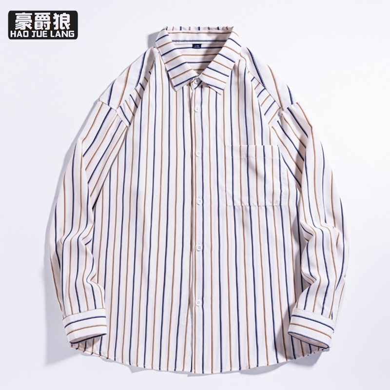 11593299.春秋日系复古港风花衬衫男小众设计感潮流痞帅宽松长袖衬衣